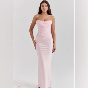 House of CB Giuliana Ballerina Pink Satin Maxi Skirt